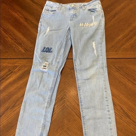 Justice Girl Light Wash Embroidered Jeggings| 10 - Picture 1 of 10